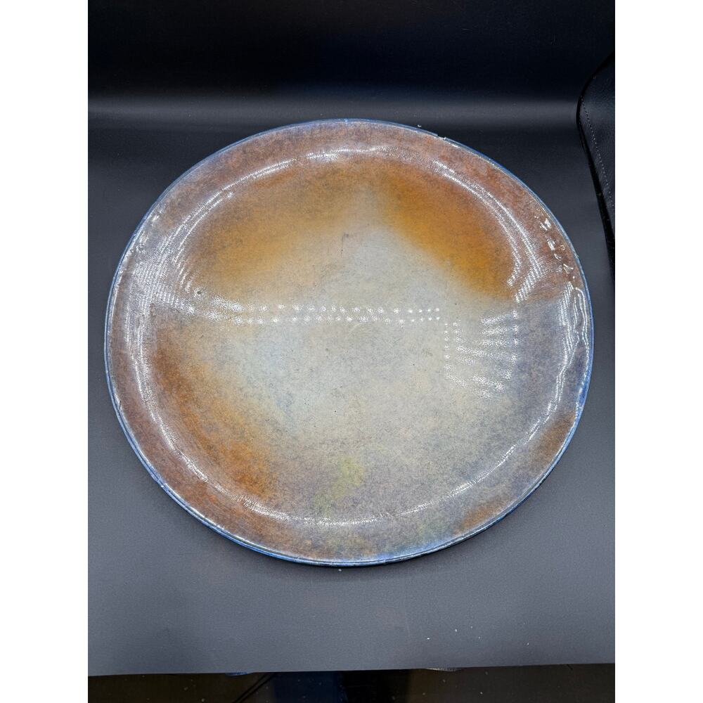 Large Peach Glaze Decorative Dish Wall Hanging – 17” Diameter
